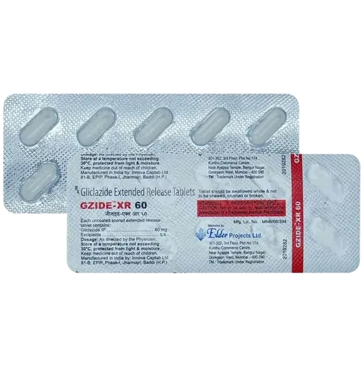 gzide xr 60mg tablet 10's